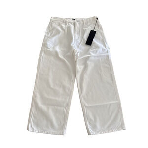 Edwin Womens Devin Crop Optic White Worker Carpenter 100% Cotton Jeans Sz 28 NWT